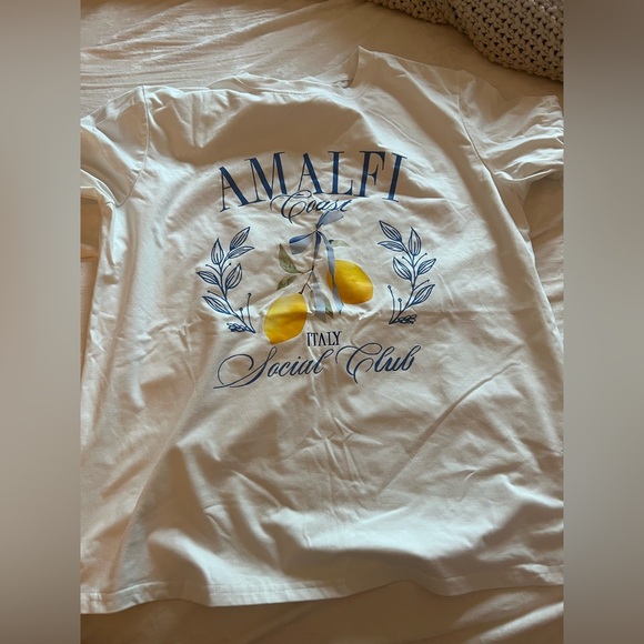 Amalfi Coast Graphic T-Shirt Italy Social Club Lemon Print White Size XL NWNT - Picture 3 of 4